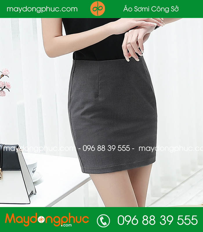 Đồng phục chân váy màu ghi tối